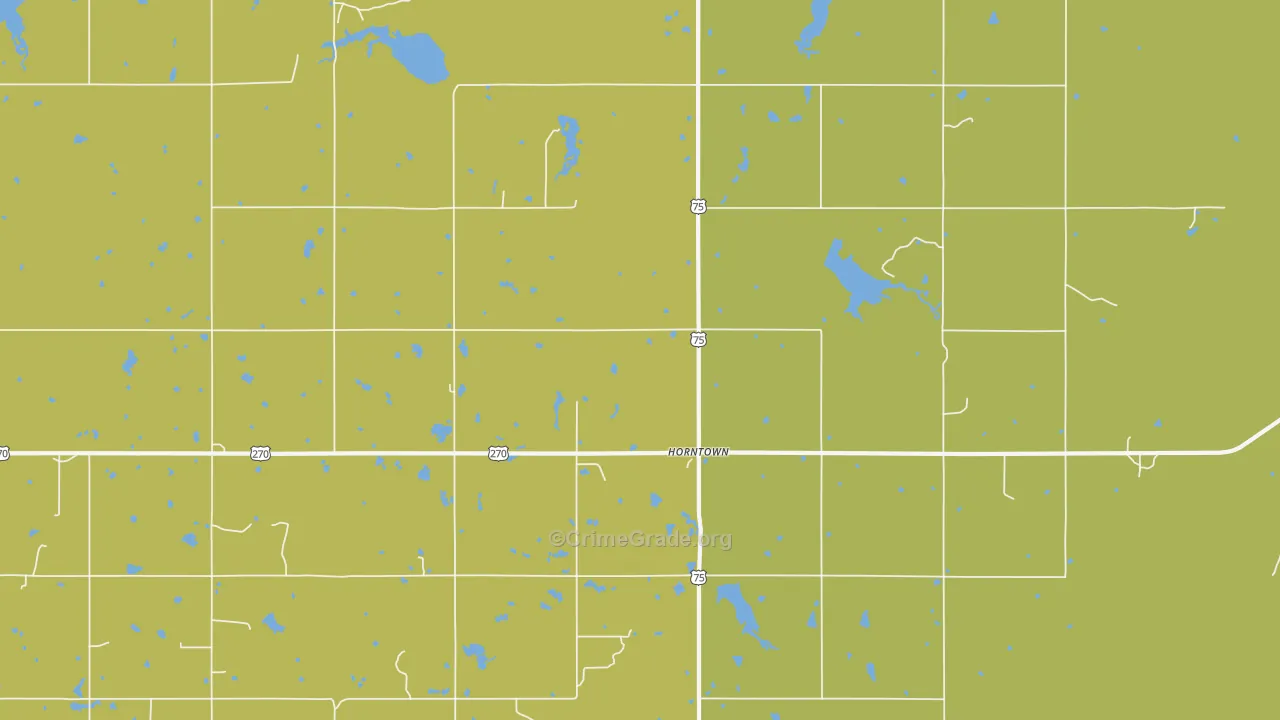 Horntown, OK Map of Burglary Rates