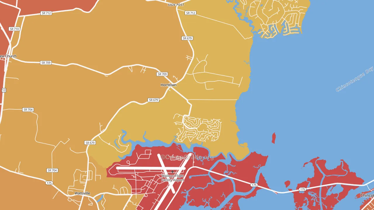 Horntown, VA Map of Burglary Rates