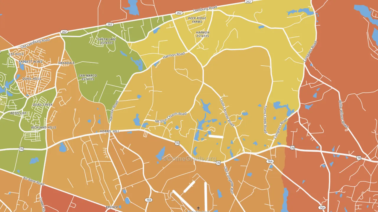 Horrel Hill, SC Map of Burglary Rates
