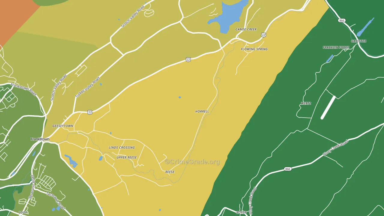 Horrell, PA Map of Burglary Rates