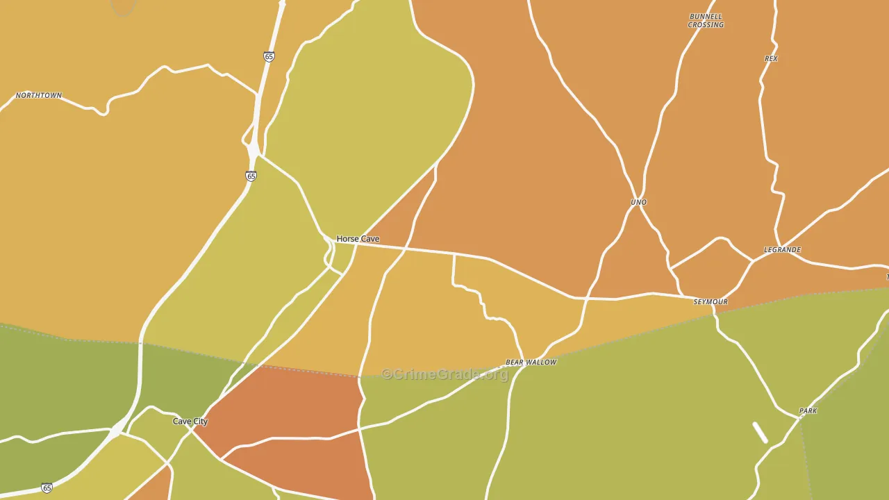 Horse Cave, KY Map of Burglary Rates