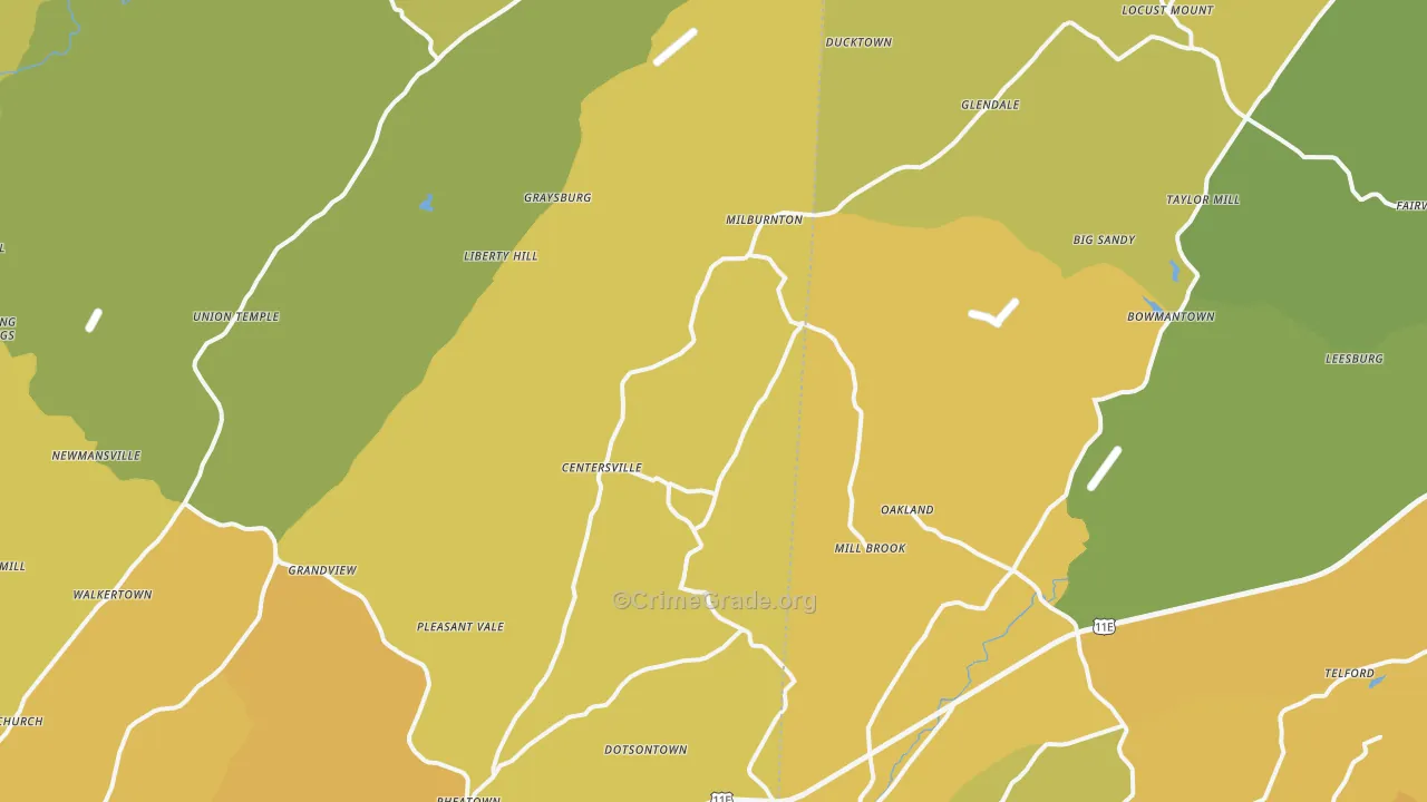 Horse Creek, TN Map of Burglary Rates