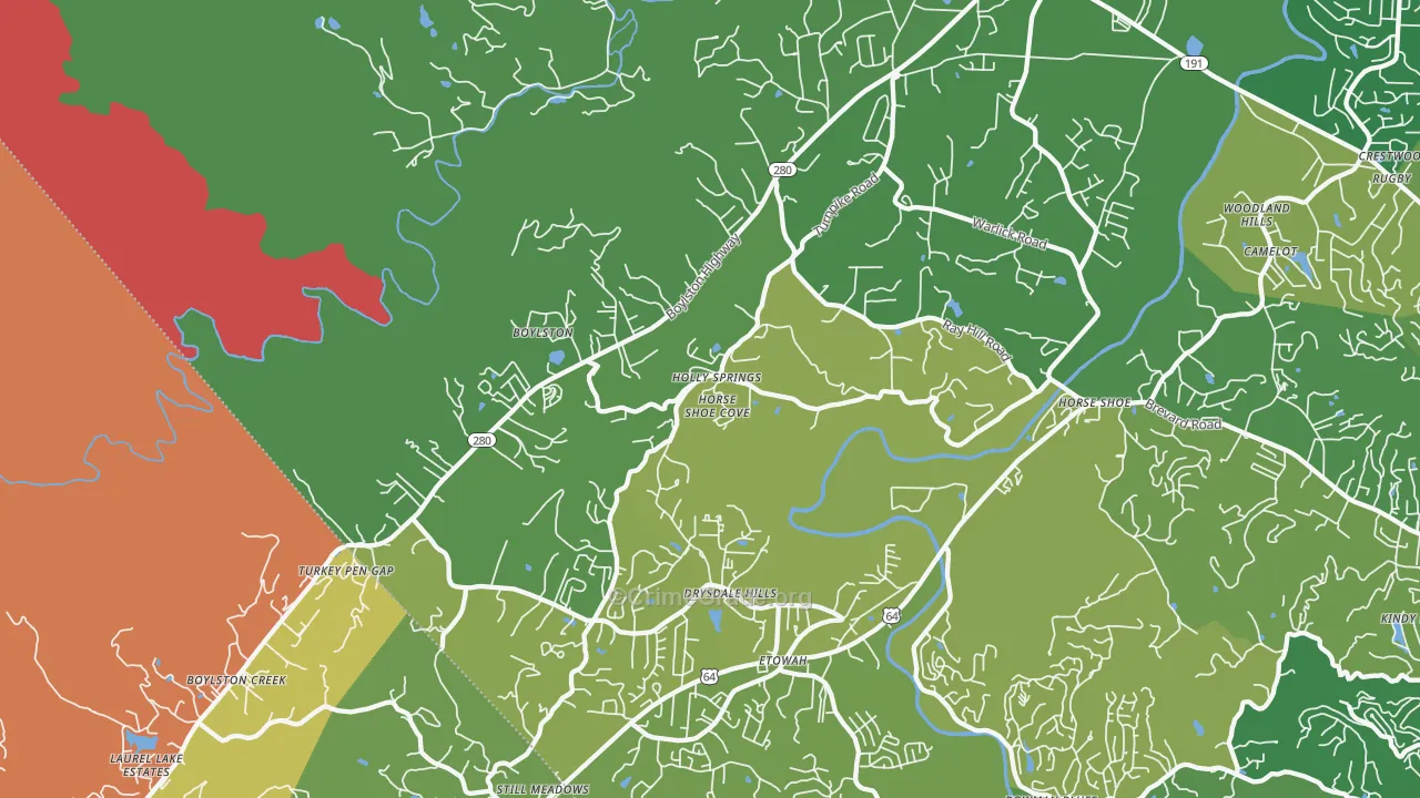 Horse Shoe, NC Map of Burglary Rates