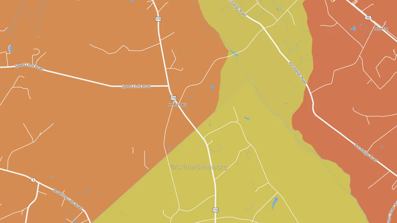Horsegall, SC Map of Burglary Rates