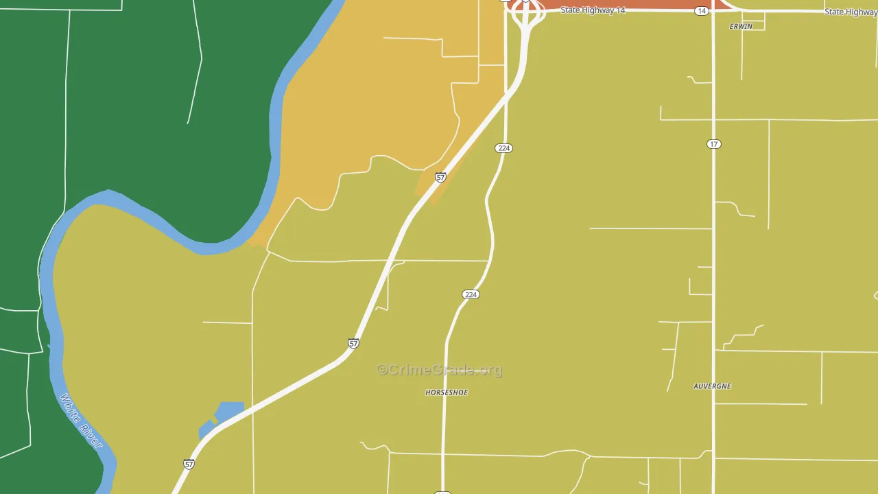 Horseshoe, AR Map of Burglary Rates