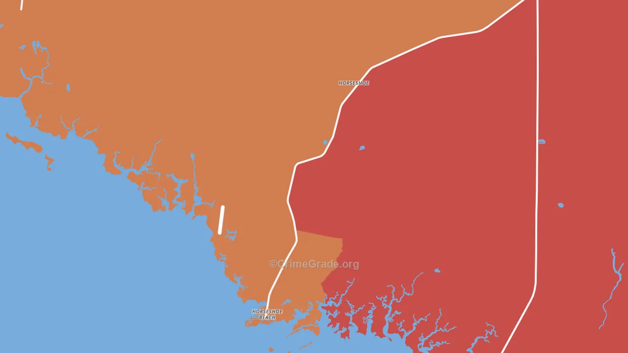 Horseshoe Beach, FL Map of Burglary Rates