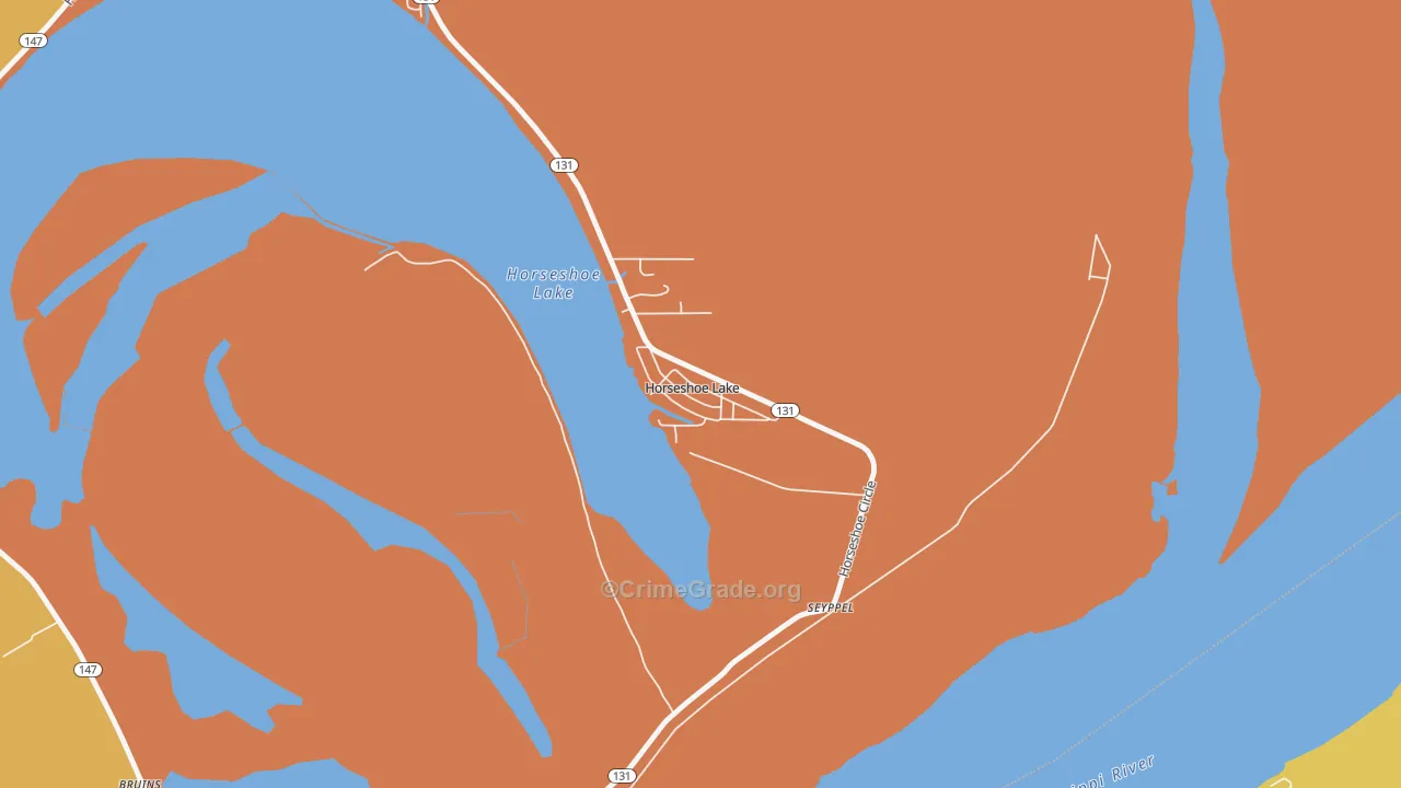 Horseshoe Lake, AR Map of Burglary Rates
