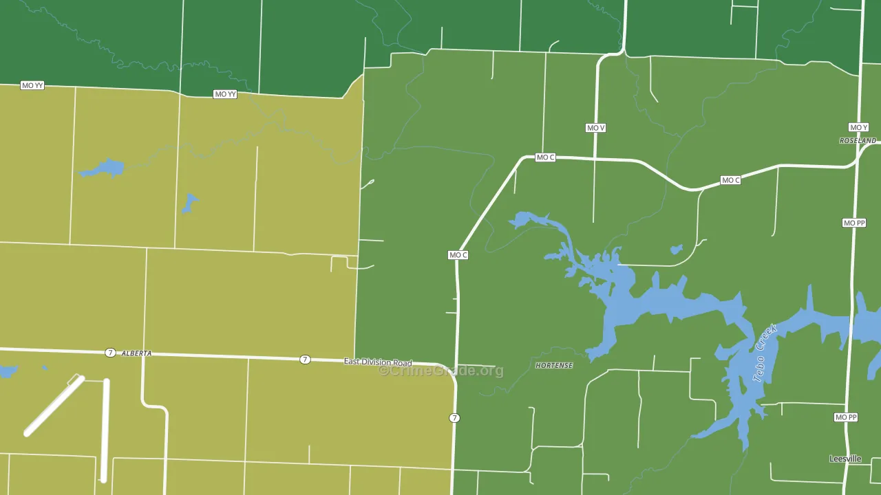 Hortense, MO Map of Burglary Rates