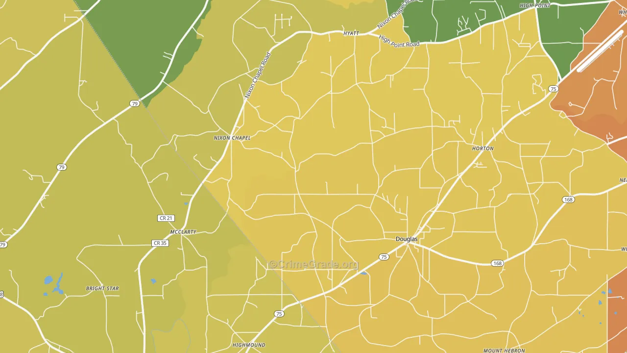 Horton, AL Map of Burglary Rates