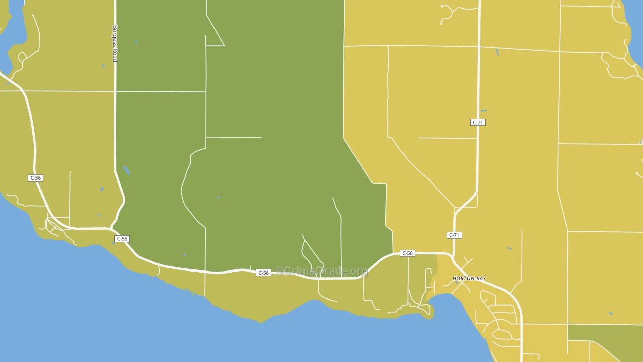Horton Bay, MI Map of Burglary Rates