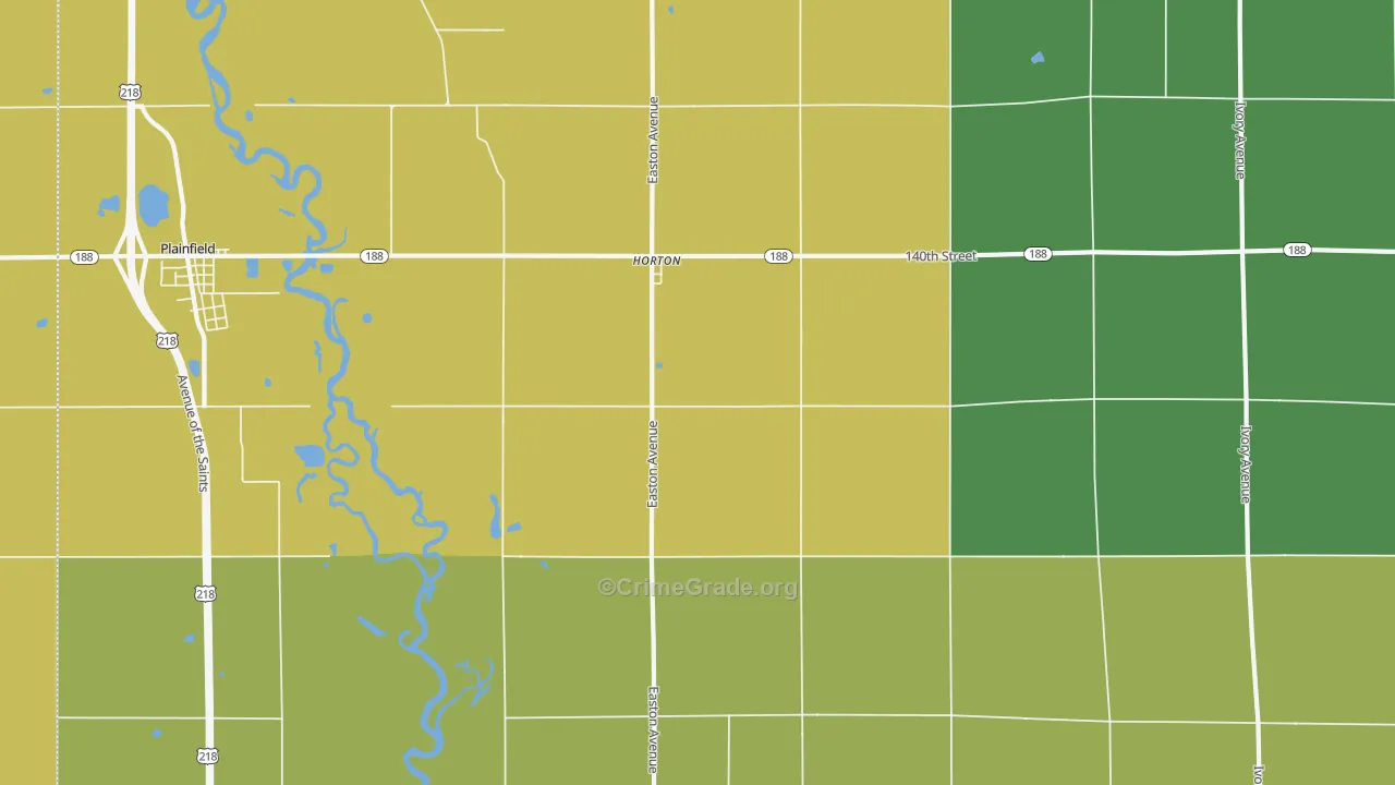 Horton, IA Map of Burglary Rates