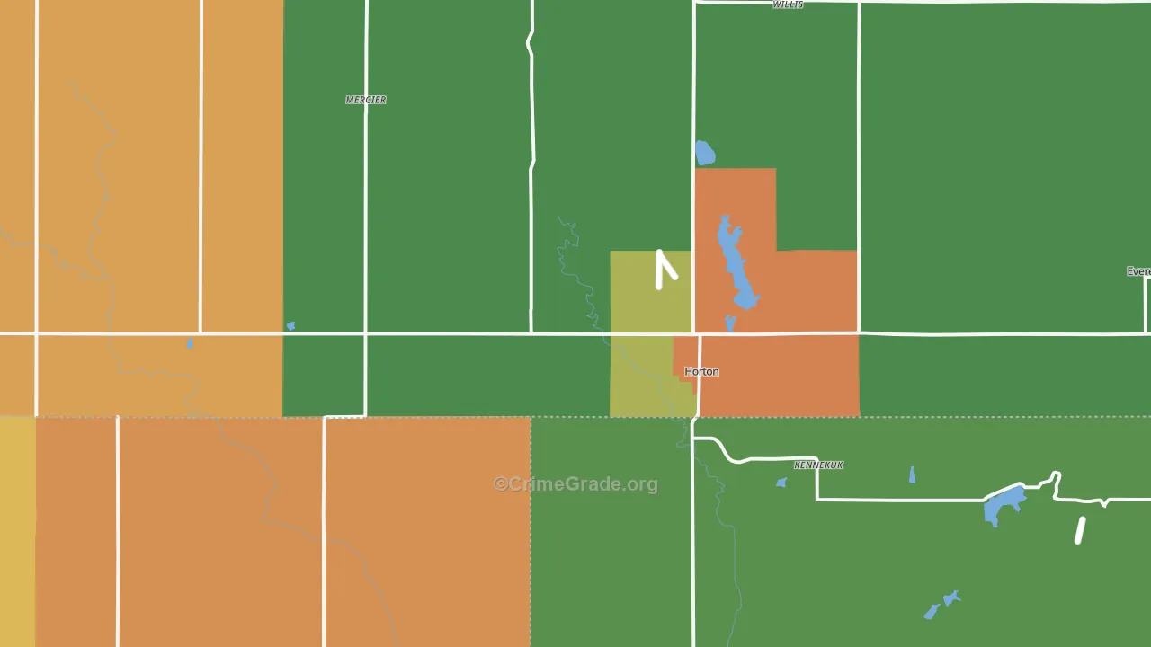 Horton, KS Map of Burglary Rates