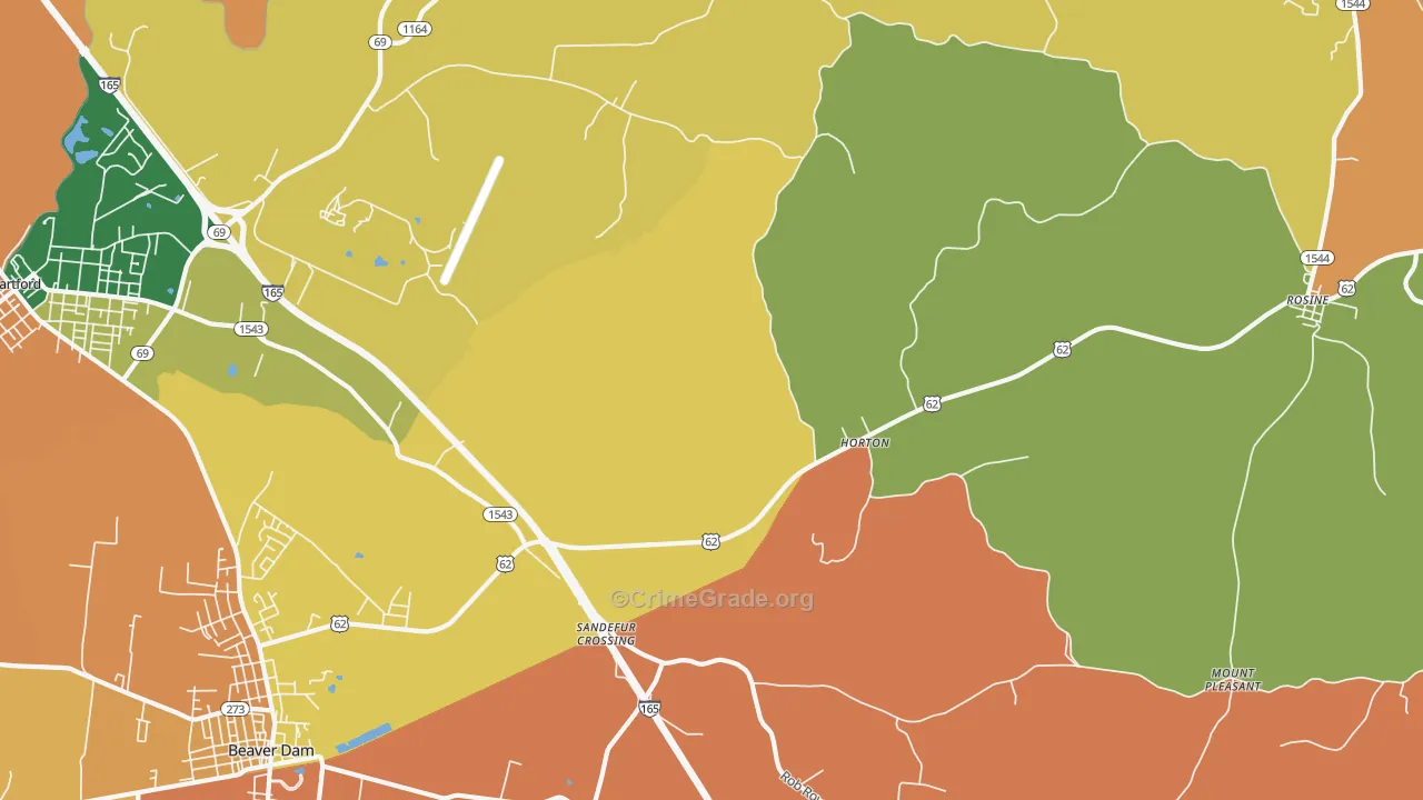 Horton, KY Map of Burglary Rates