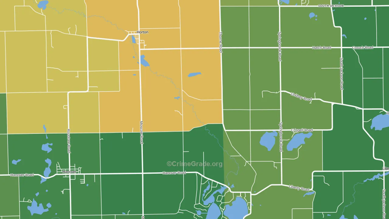 Horton, MI Map of Burglary Rates