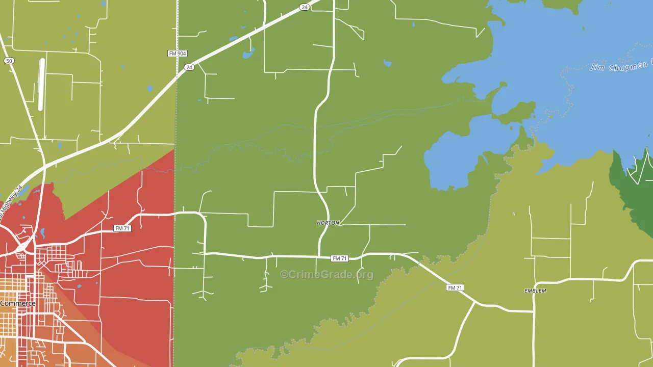 Horton, TX Map of Burglary Rates