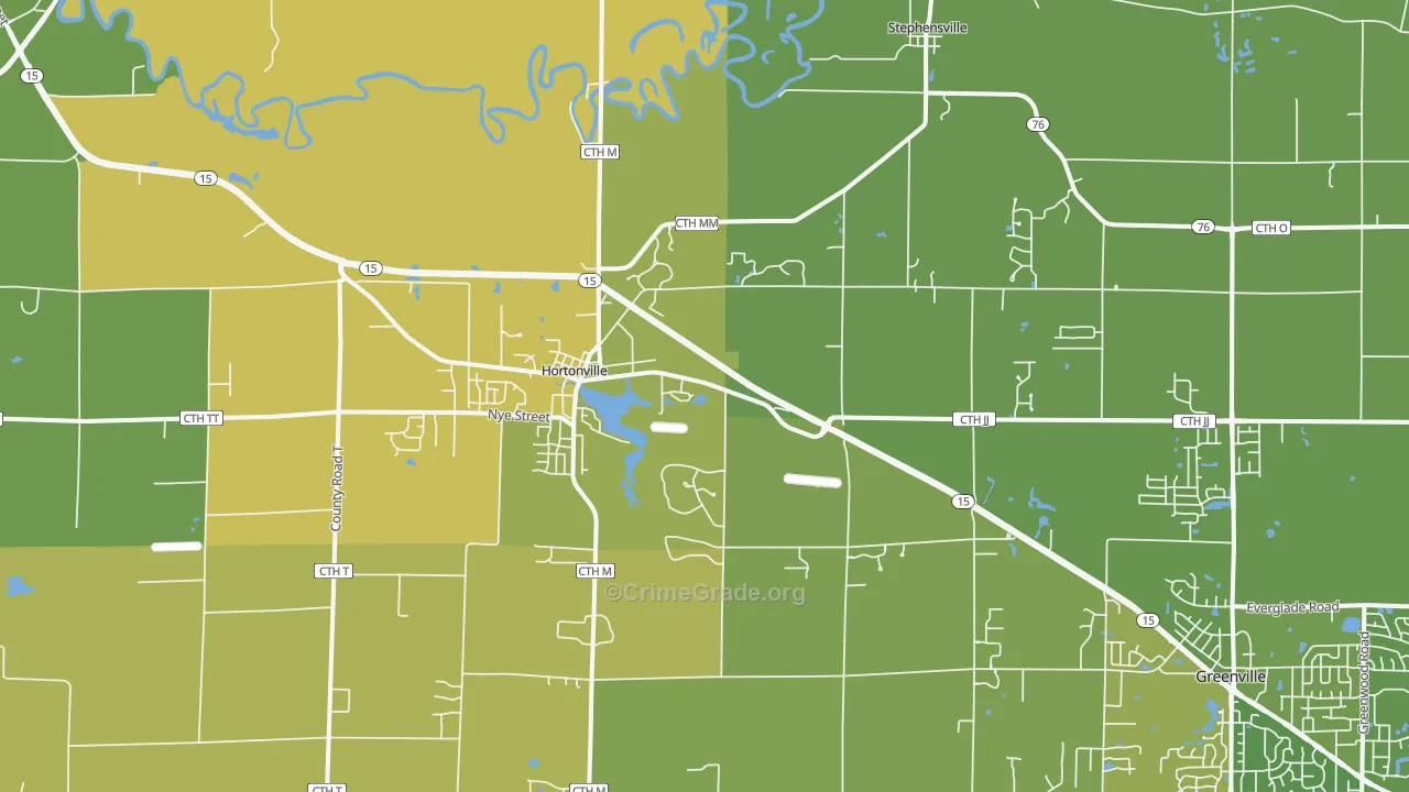 Hortonville, WI Map of Burglary Rates