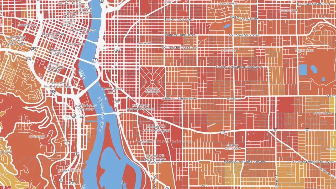 Hosford-Abernethy, Portland, OR Map of Burglary Rates