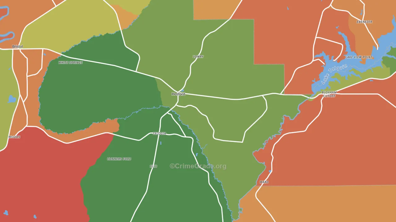 Hosford, FL Map of Burglary Rates
