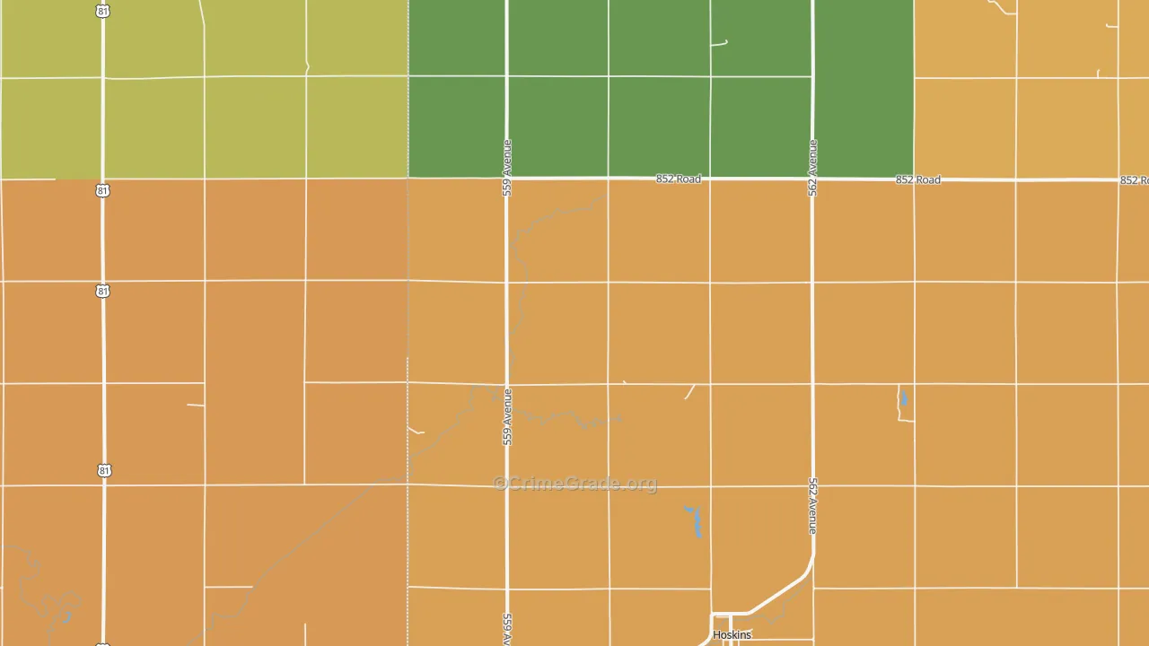 Hoskins, NE Map of Burglary Rates