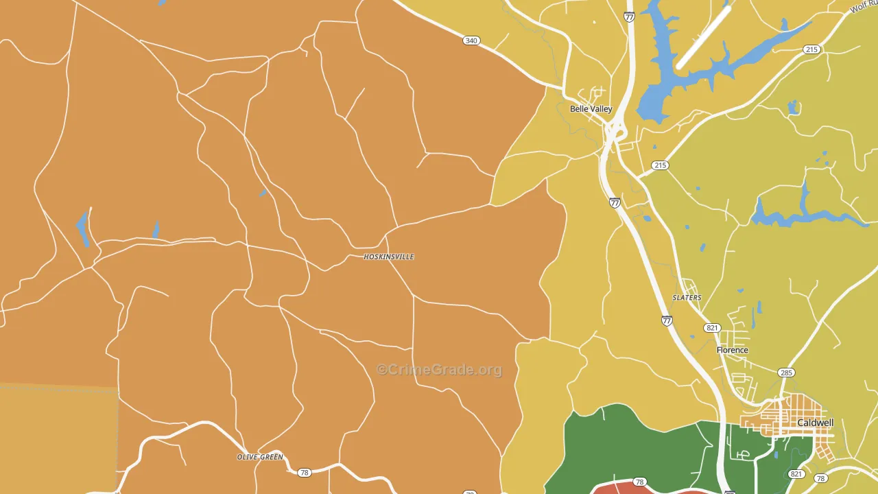 Hoskinsville, OH Map of Burglary Rates