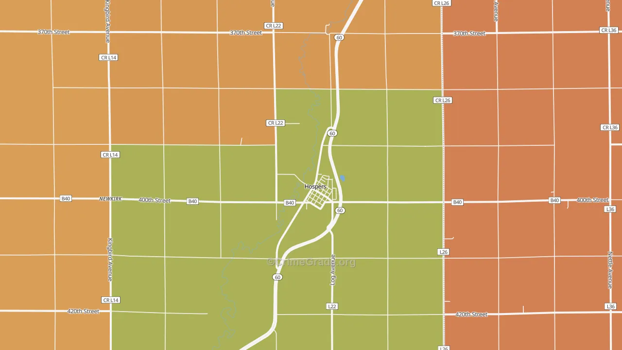 Hospers, IA Map of Burglary Rates
