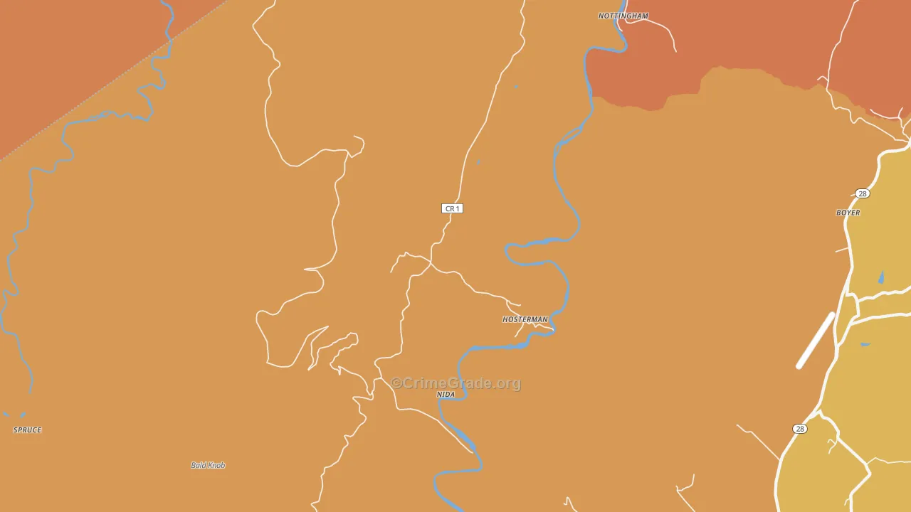 Hosterman, WV Map of Burglary Rates