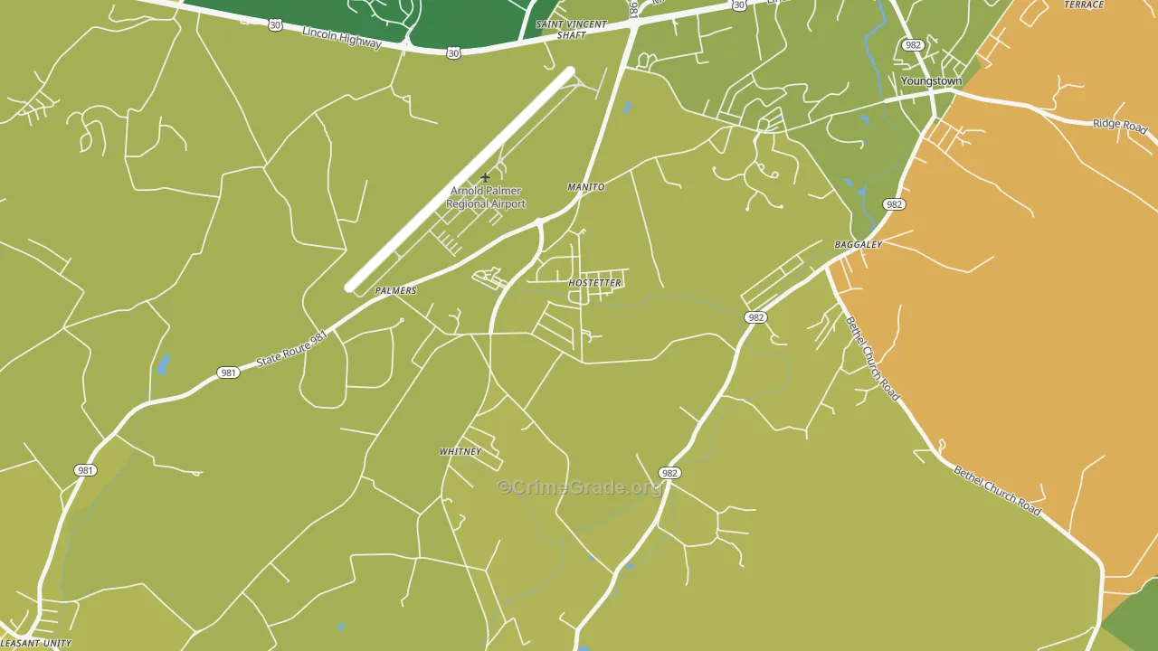 Hostetter, PA Map of Burglary Rates