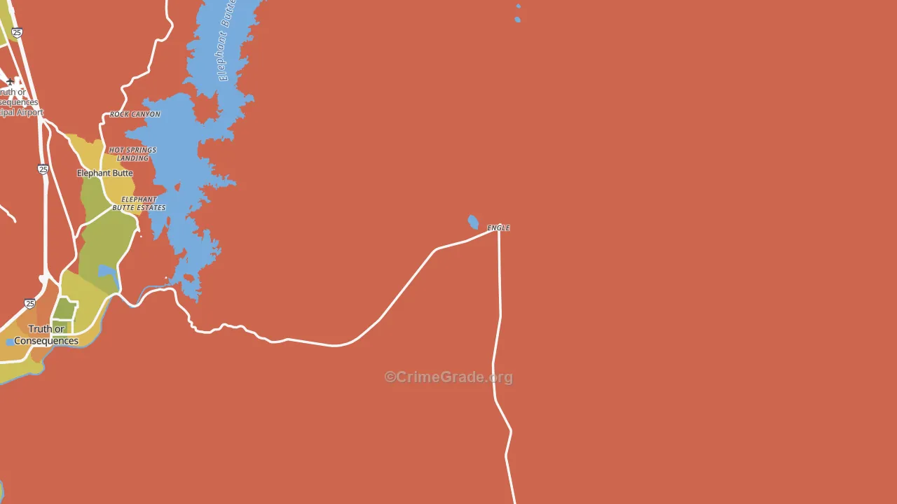 Hot Springs Landing, NM Map of Burglary Rates