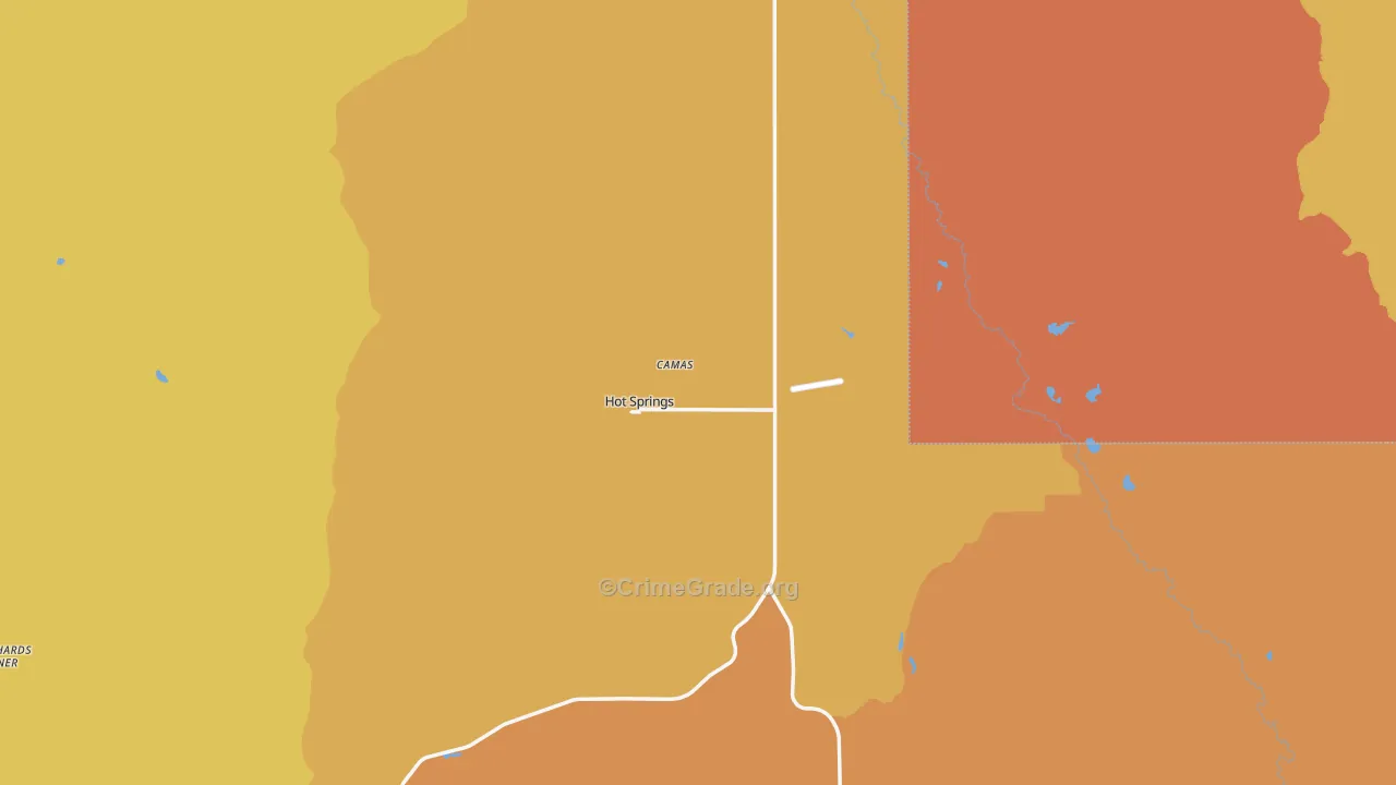 Hot Springs, MT Map of Burglary Rates