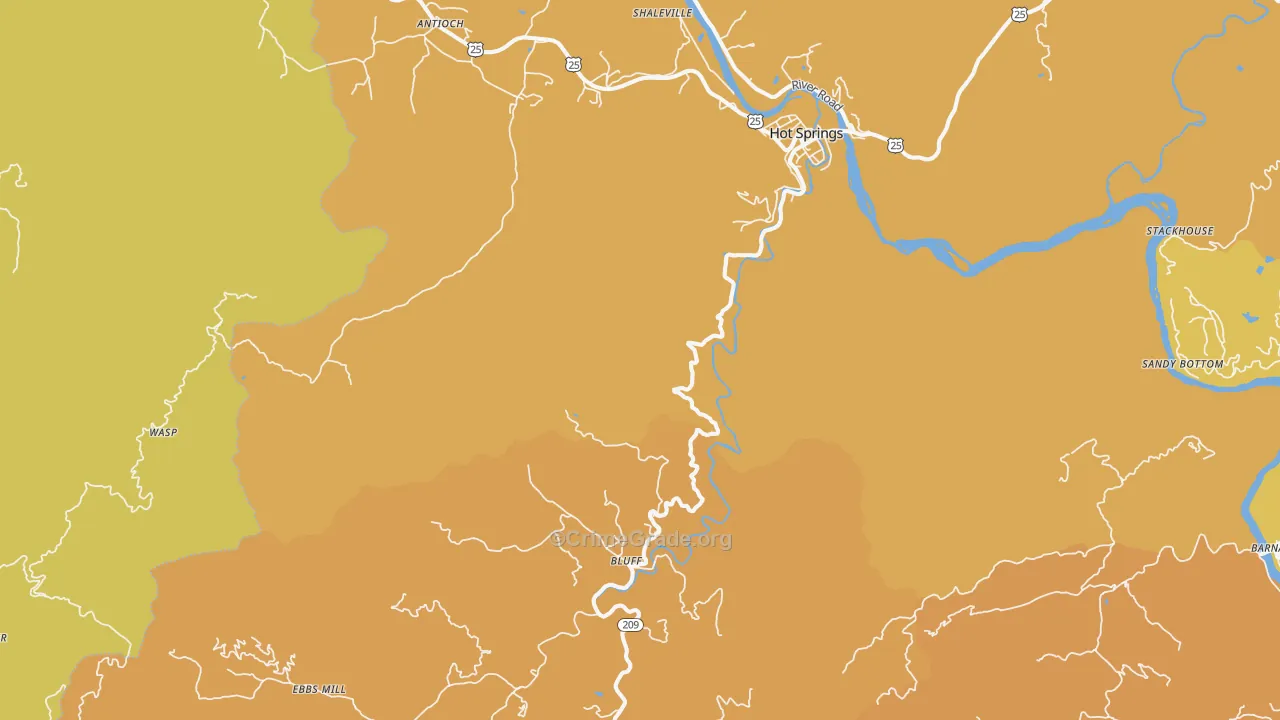 Hot Springs, NC Map of Burglary Rates
