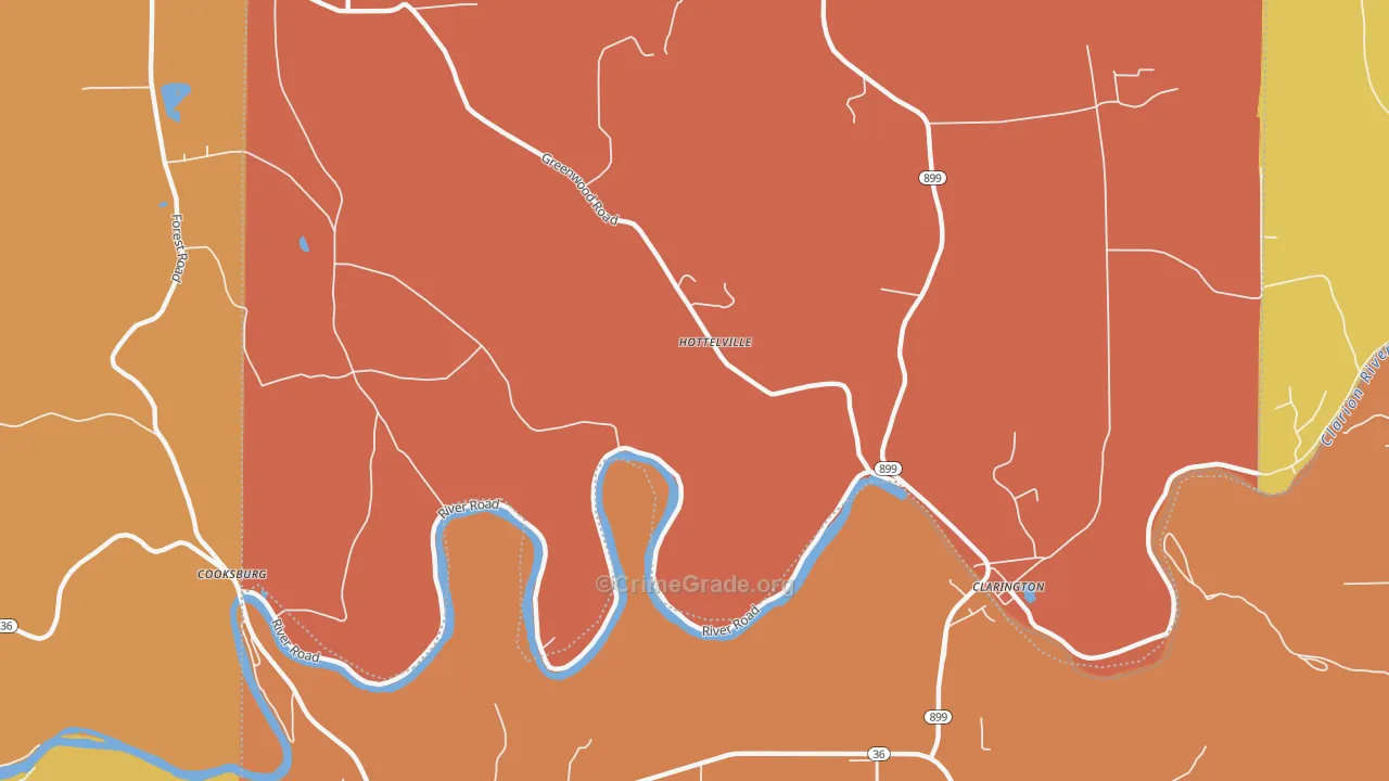 Hottelville, PA Map of Burglary Rates
