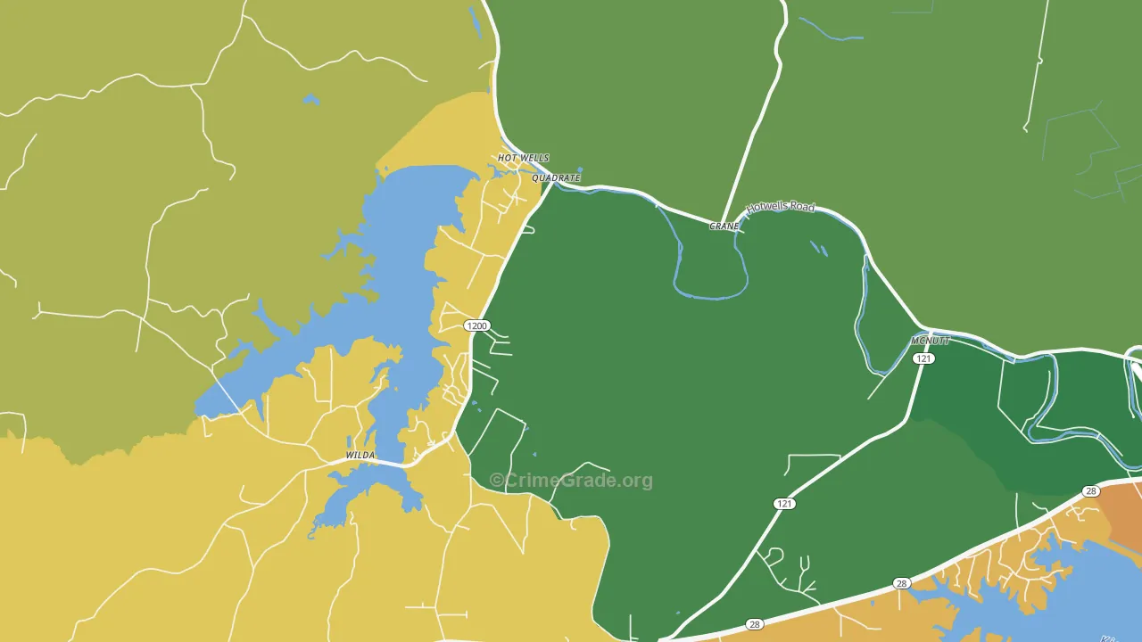 Hotwells, LA Map of Burglary Rates