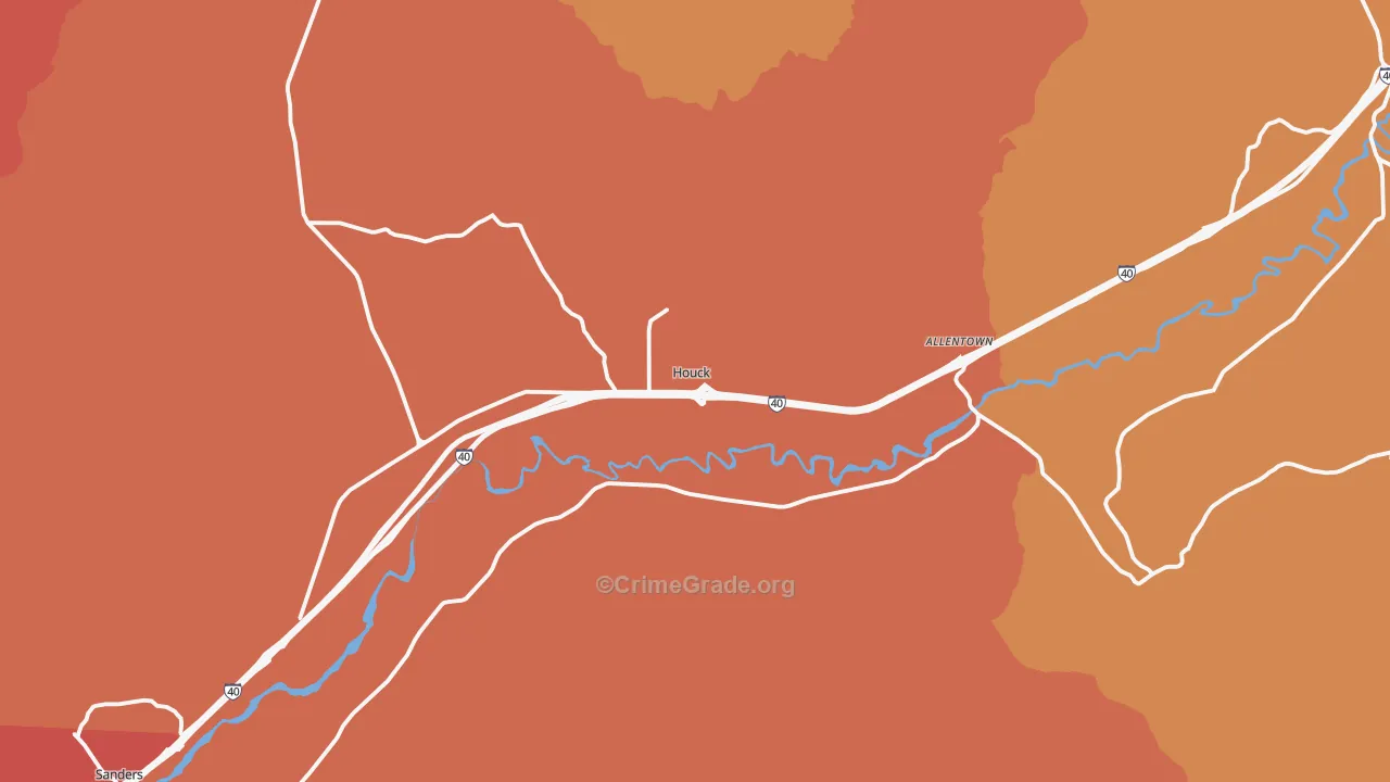 Houck, AZ Map of Burglary Rates