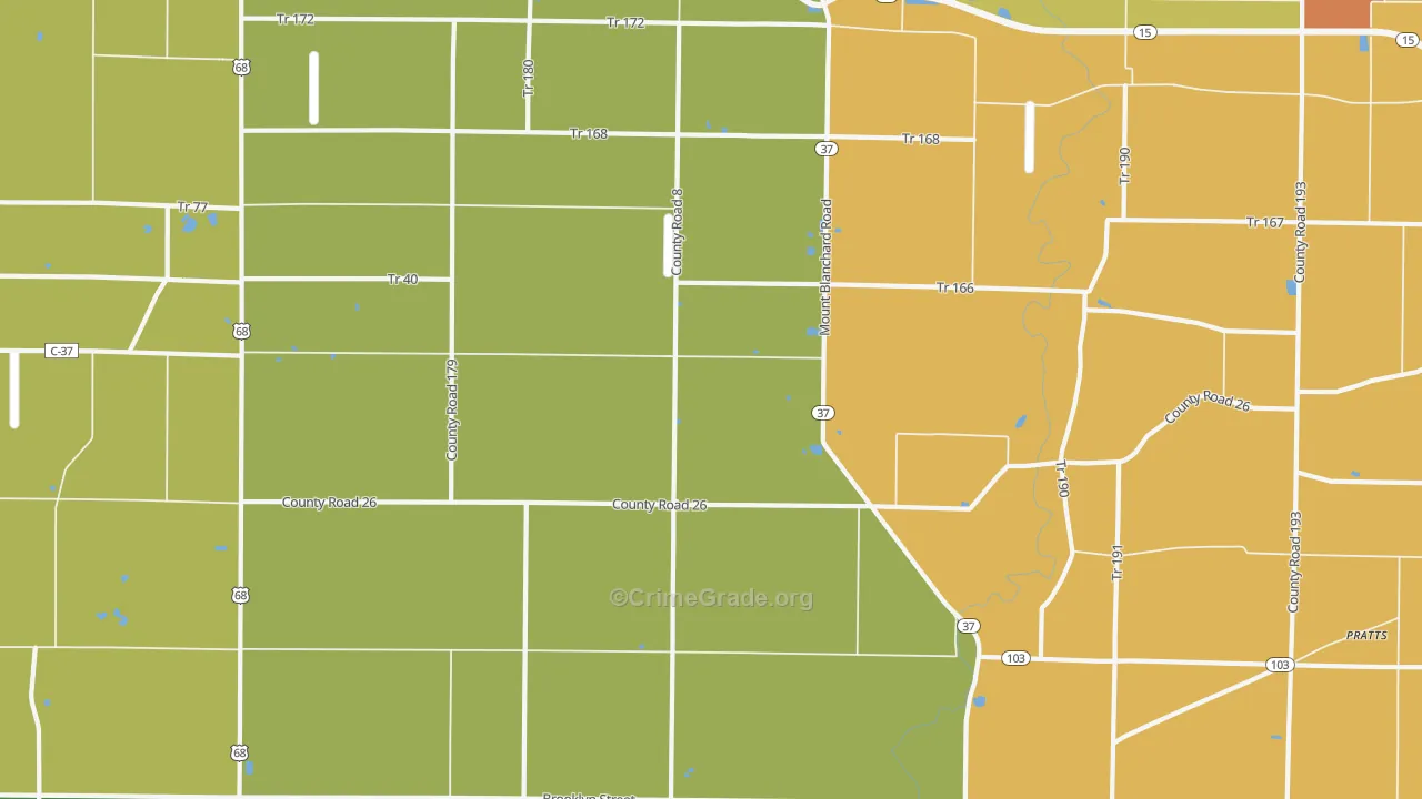 Houcktown, OH Map of Burglary Rates