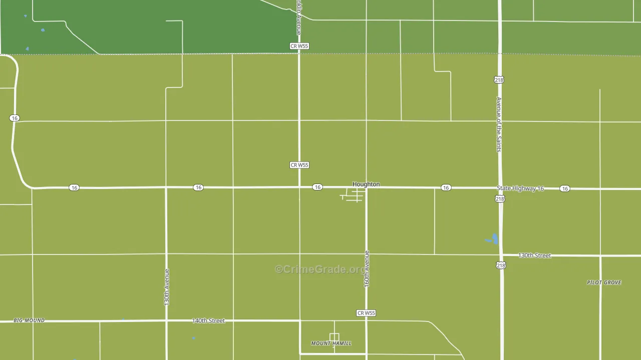 Houghton, IA Map of Burglary Rates