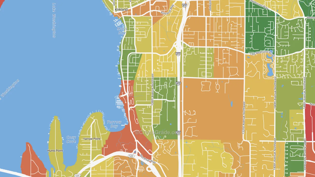 Houghton, Kirkland, WA Map of Burglary Rates
