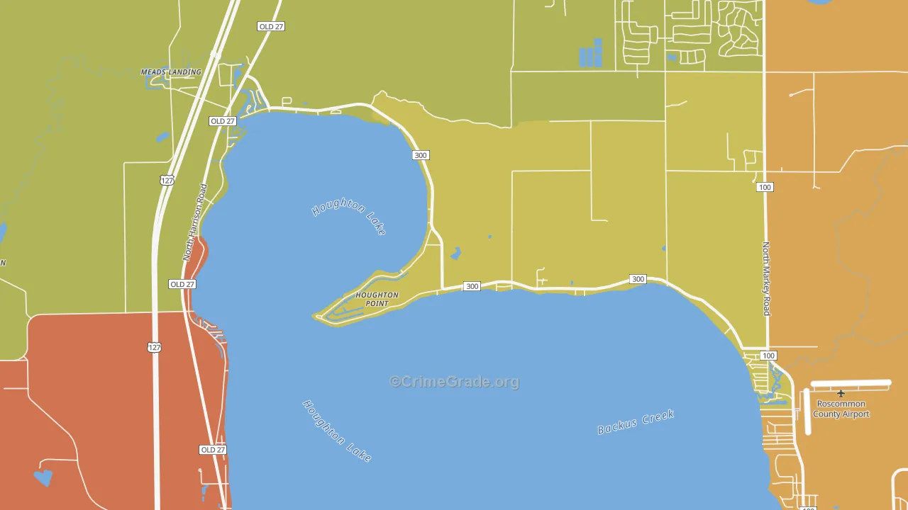 Houghton Point, MI Map of Burglary Rates