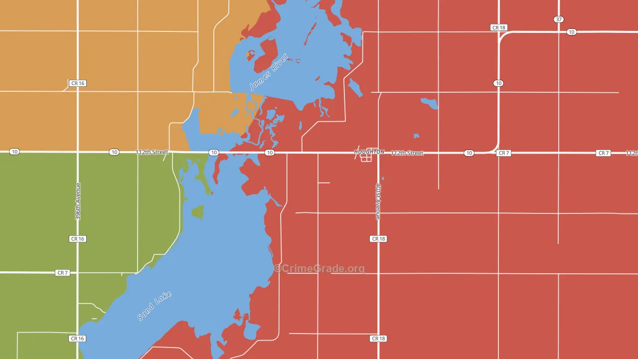 Houghton, SD Map of Burglary Rates