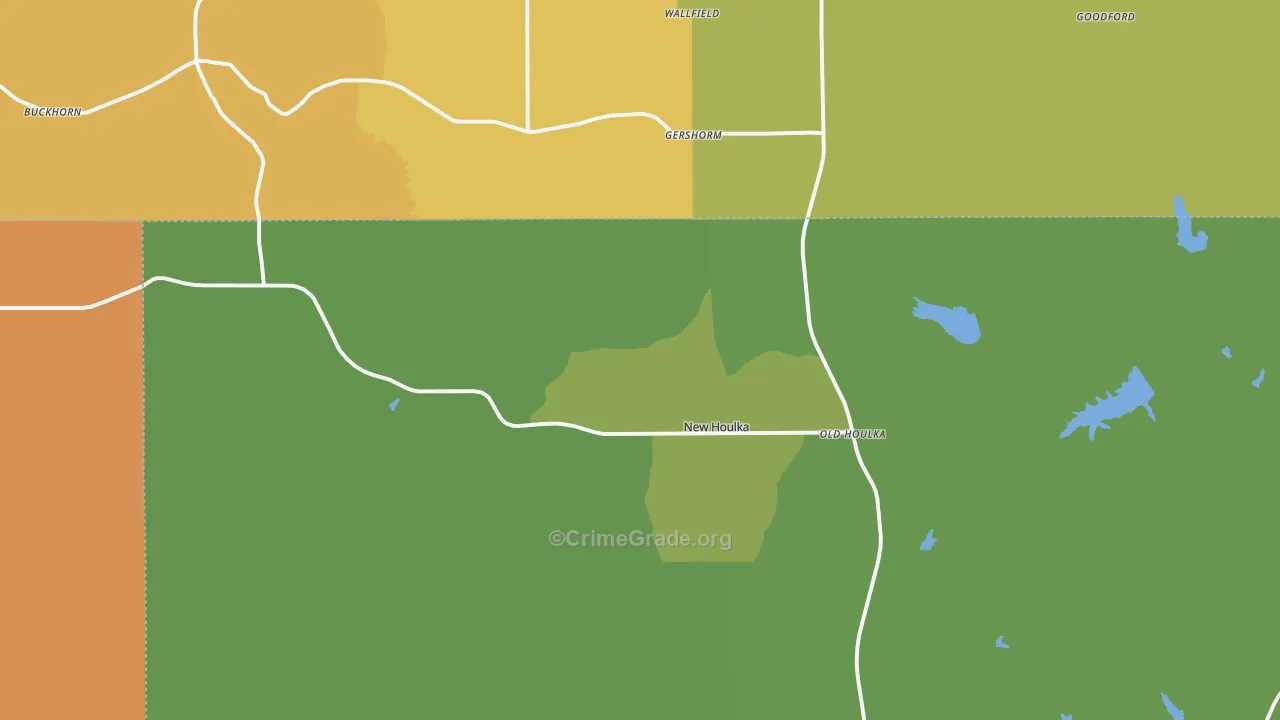 Houlka, MS Map of Burglary Rates