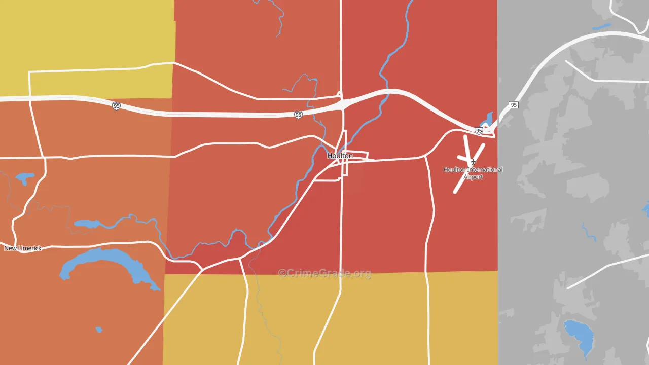 Houlton, ME Map of Burglary Rates