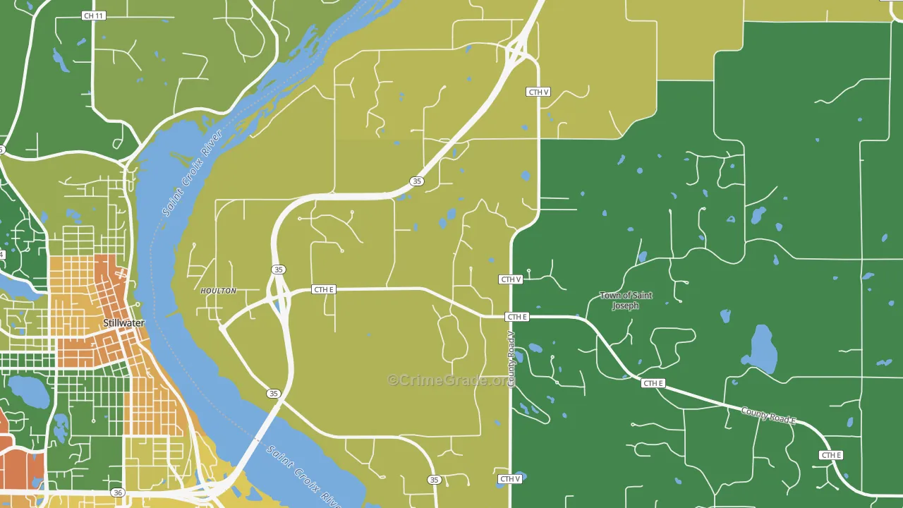 Houlton, WI Map of Burglary Rates
