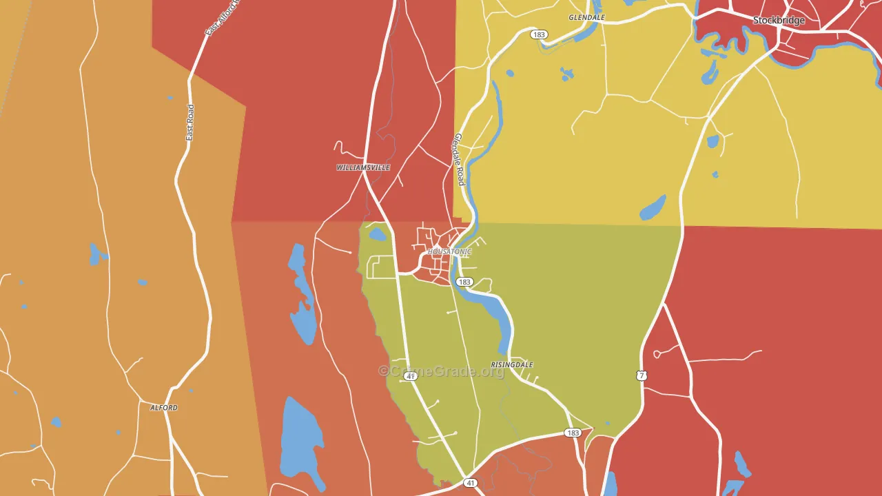Housatonic, MA Map of Burglary Rates