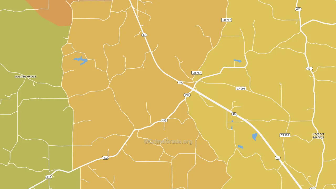 House, MS Map of Burglary Rates