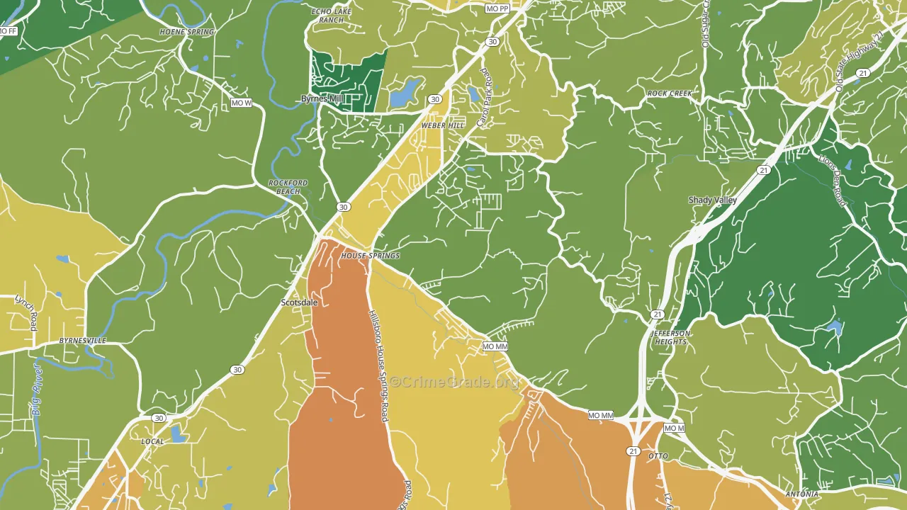 House Springs, MO Map of Burglary Rates
