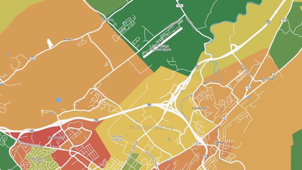 Houserville, PA Map of Burglary Rates