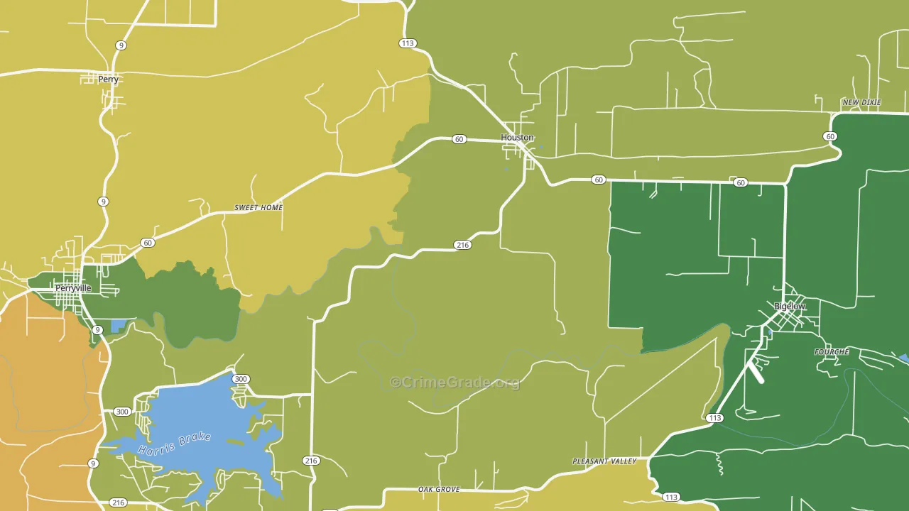 Houston, AR Map of Burglary Rates