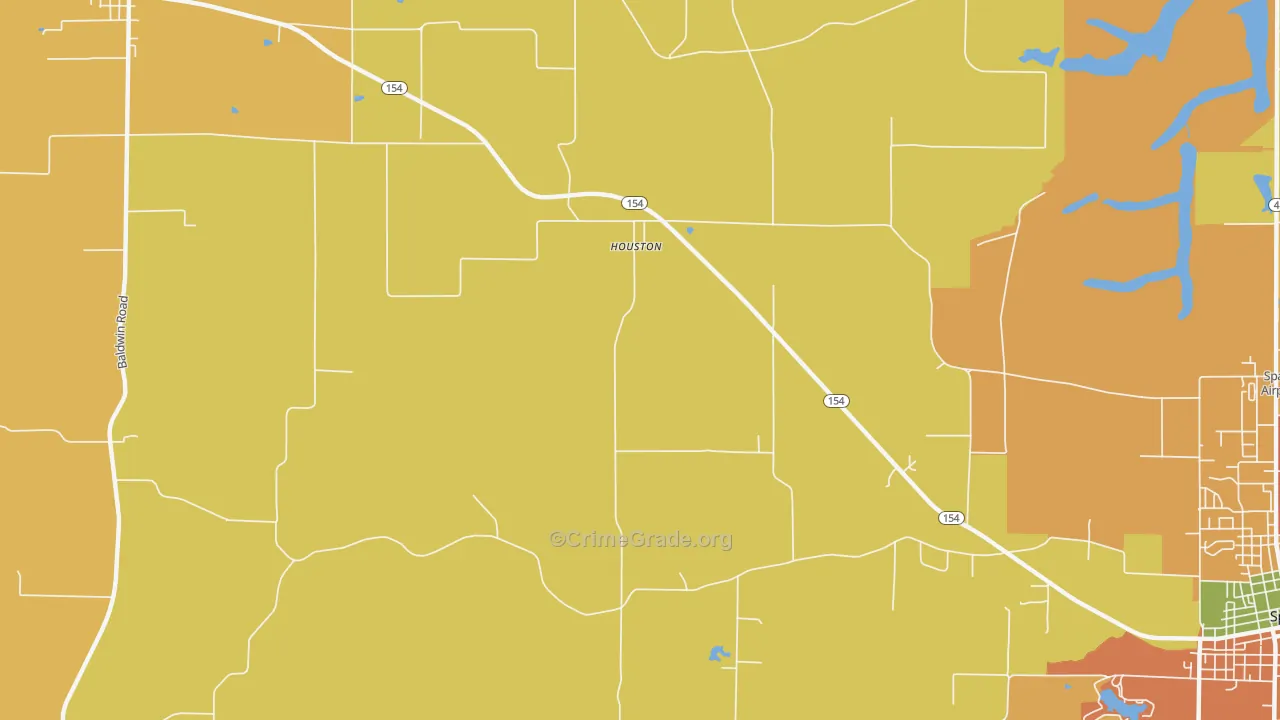 Houston, IL Map of Burglary Rates