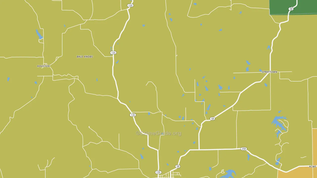 Houston, IN Map of Burglary Rates