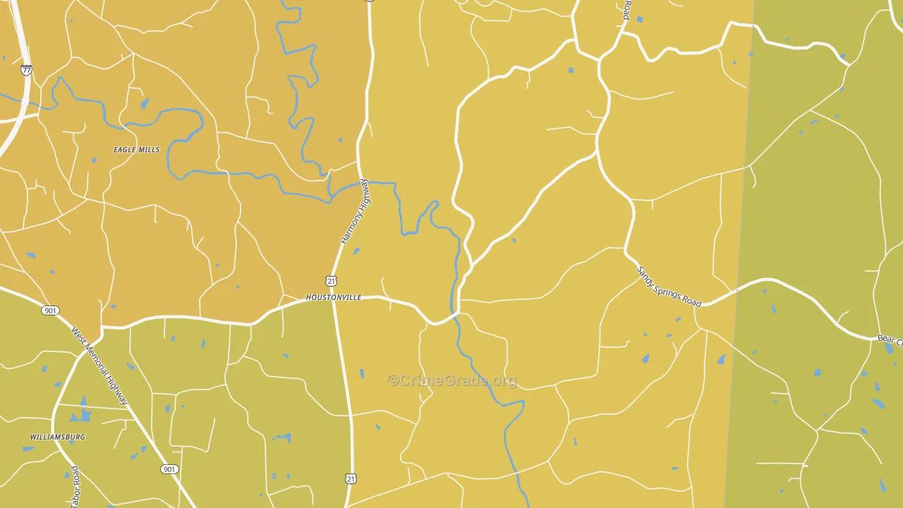 Houstonville, NC Map of Burglary Rates