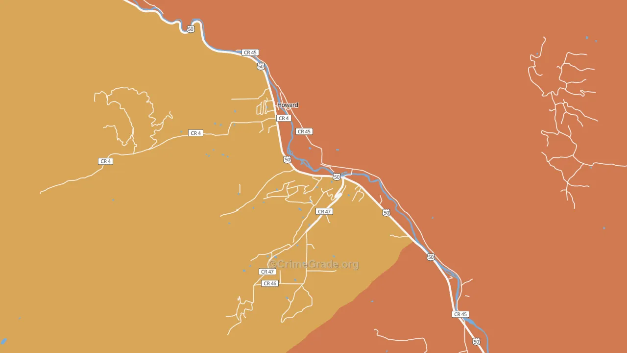 Howard, CO Map of Burglary Rates